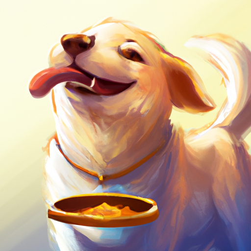 תמונה של כלב שמח אוכל מתוך קערה