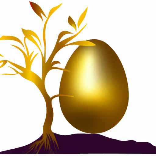 איור של עץ הצומח מביצת זהב, המסמל צמיחת השקעות
